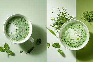 White bowl matcha powder and the ele, a Background Photo by Maylianaw28