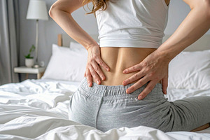 Woman Holding Lower Back in Bed With Pain, a Person Photo by Davizro's Market