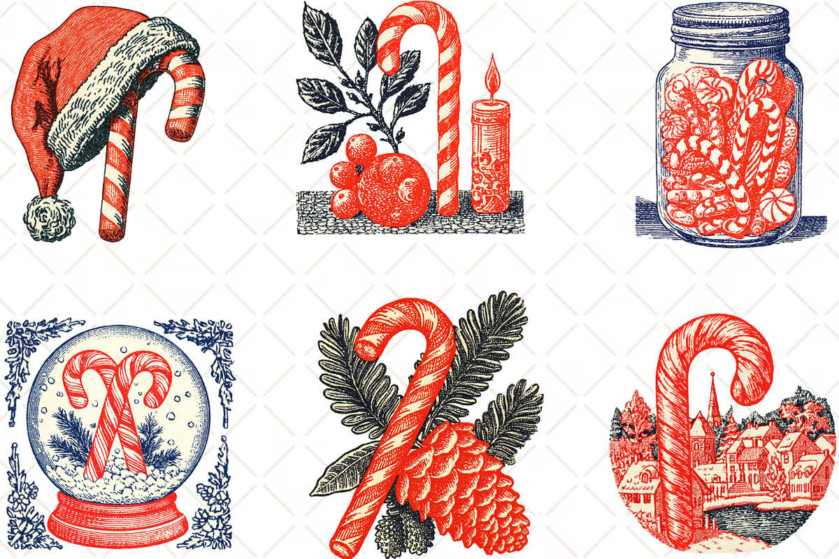 Cozy Winter Candy Cane Clipart, an Illustration by Black Bird Studio (Photo 6 of 6)