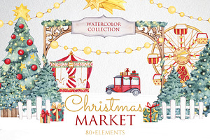 Watercolor CHRISTMAS MARKET