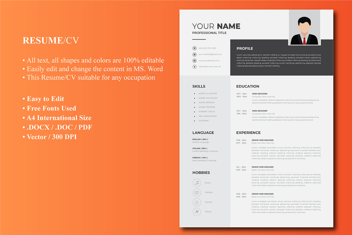 Clean Resume/CV Pack | Word, a Resume Template by Blue Digital Studio ...