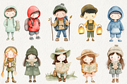 Cute Little Campers Clipart, an Illustration by NadiaTheronArt (Thumbnail 4 of 5)