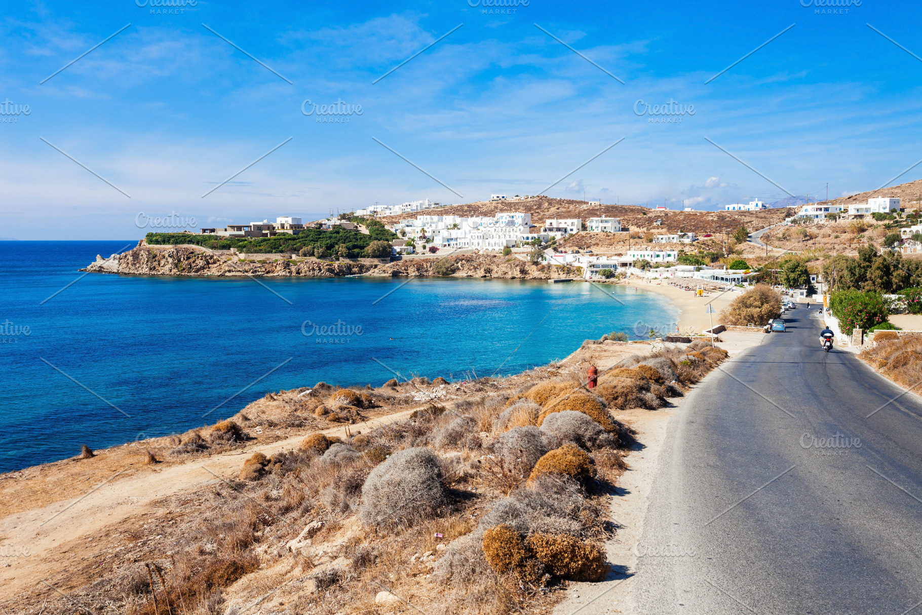 Mykonos island beach, Greece, a Photo by saiko3p