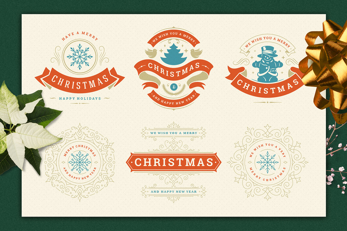 Christmas Retro Design Bundle, a Decorative Illustration by Vasya Kobelev (Photo 6 of 11)