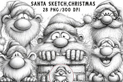 Santa Sketch,Christmas Clipart, an Illustration by Libby Wishes (Thumbnail 1 of 9)