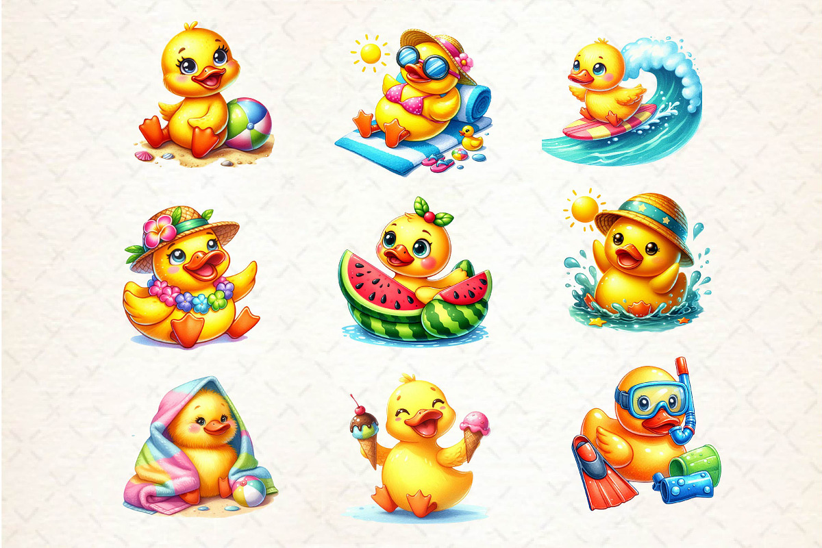 Cute Summer Rubber Duck Clipart, an Illustration by Dream Creation (Photo 4 of 4)