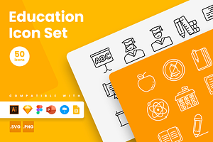 Education Icons, an Outline Icon by Slidesmash