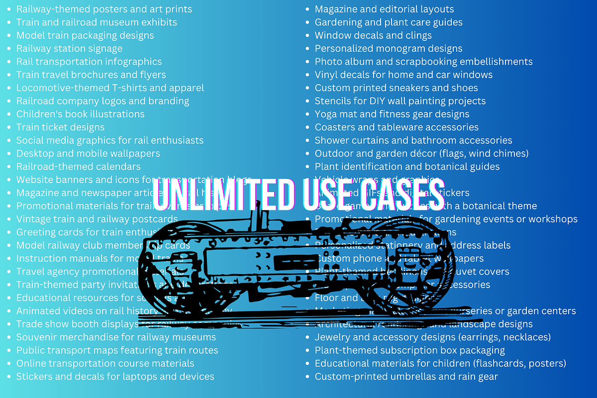 Railroad, Train, Locos Vector Art, a Decorative Illustration by TheBlackPixelCo (Photo 4 of 4)