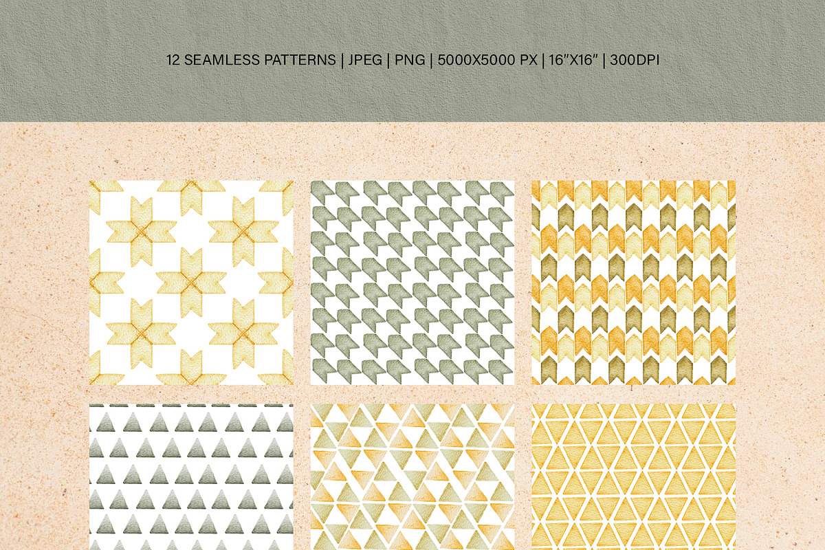 Watercolor Retro Patterns, a Pattern Graphic by ArtPavo (Photo 2 of 5)