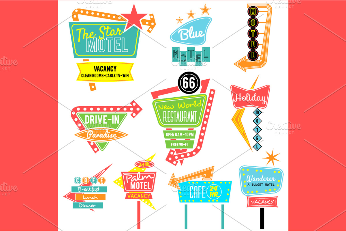 Vintage neon sign template, a Decorative Illustration by faitotoro (Photo 3 of 3)