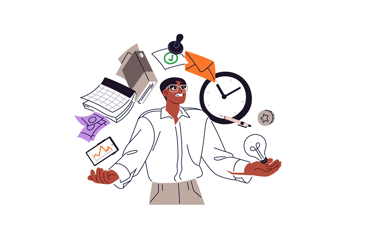 People work overtime concept set, a Work Illustration by PaperTrident (Photo 4 of 9)