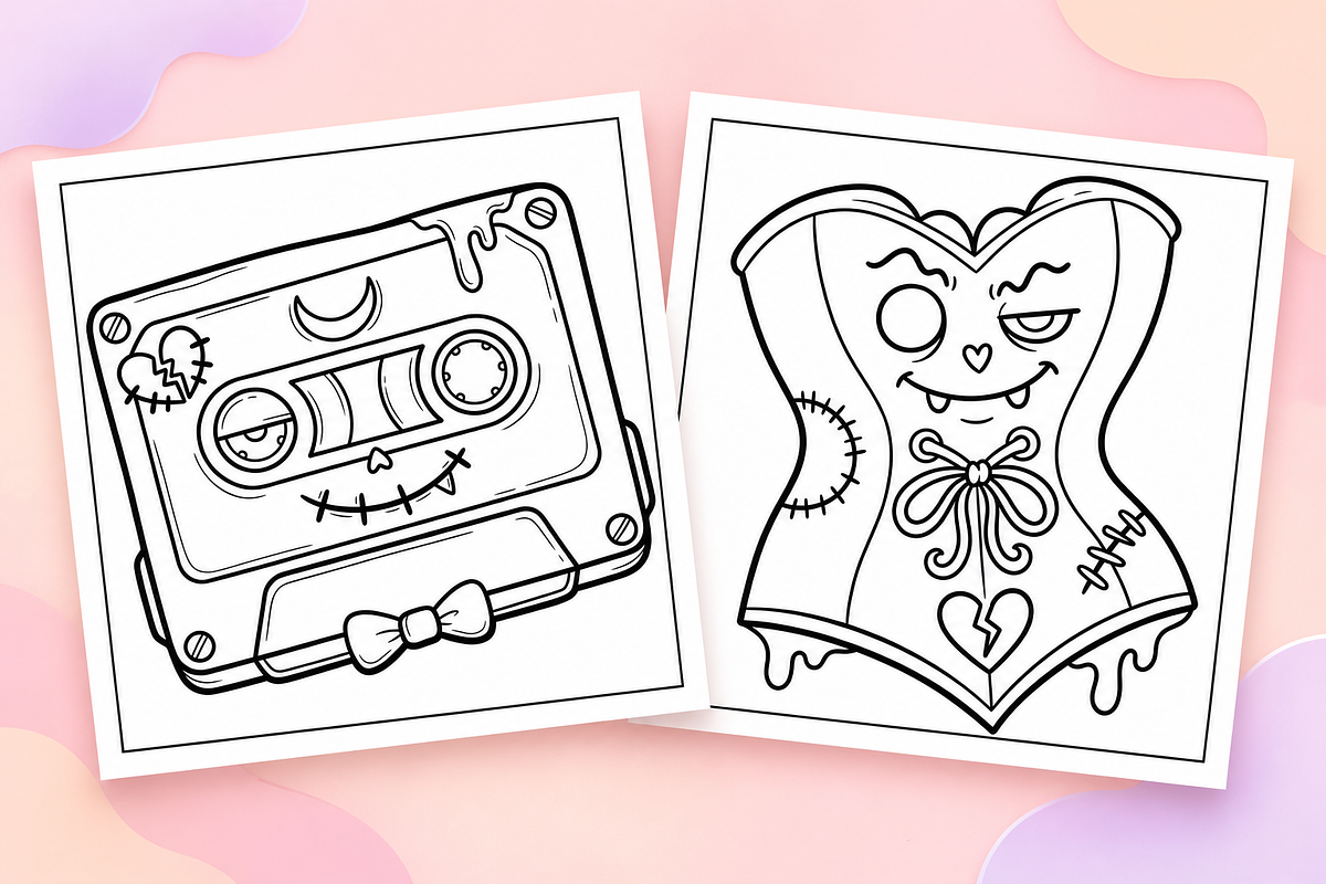 Spooky Creepy Coloring Pages #2, a Seasonal Illustration by Inkivelle Studio (Photo 2 of 3)