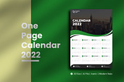 Green Wave One Page Calendar 2022, a Templates & Theme by rivatxfz (Thumbnail 1 of 2)