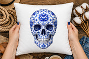 Blue Chinoiseries Halloween Clipart, a Seasonal Illustration by OK Design (Thumbnail 4 of 6)