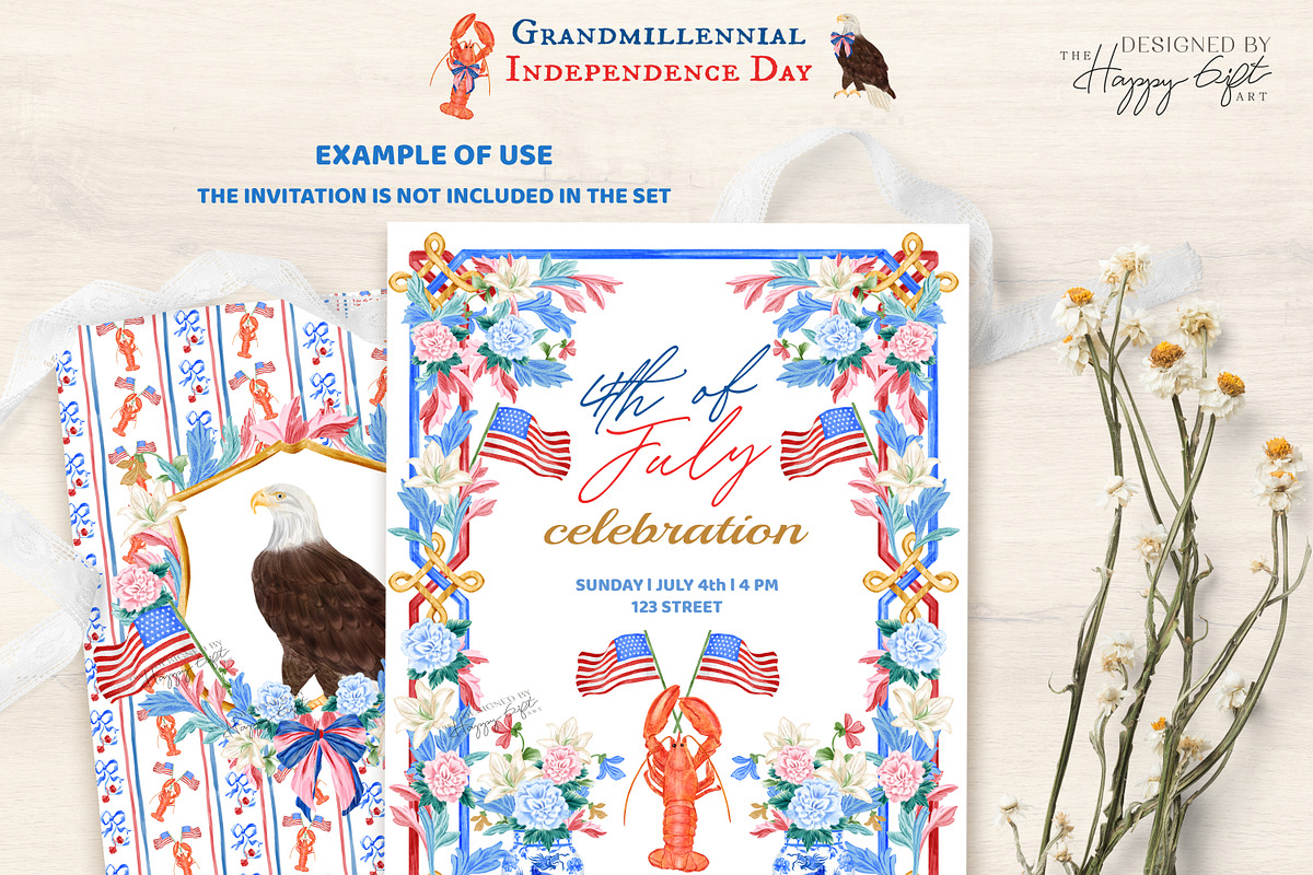 Grandmillennial Independence Day, a Decorative Illustration by TheHappyGiftArt (Photo 16 of 21)