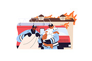 Firefighters, firemen fight a fire, a Work Illustration by PaperTrident (Thumbnail 9 of 9)