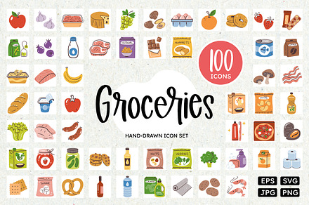 Grocery List Icon Set, a Solid Icon by insemar