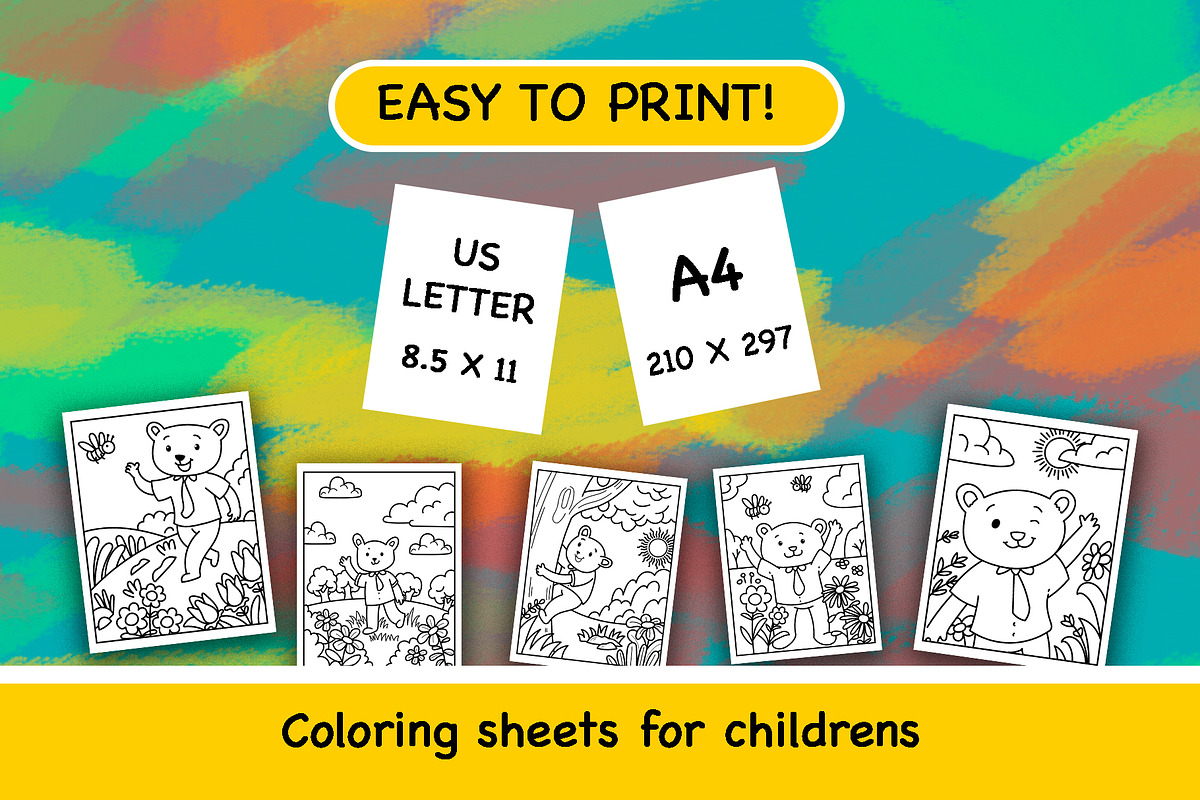 10 Spring Bear Printable Coloring Pa, an Education Illustration by badrusblue (Photo 2 of 5)