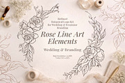 Elegant Rose Line Art Elements, a Decorative Illustration by Papatongartist (Thumbnail 2 of 11)