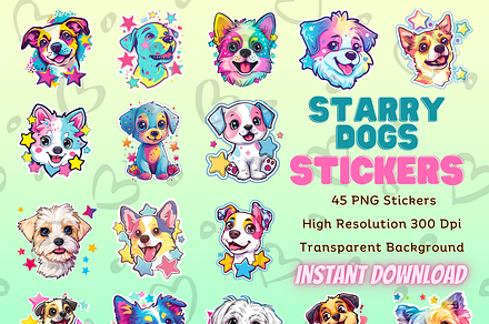 Starry Dogs Sticker Set