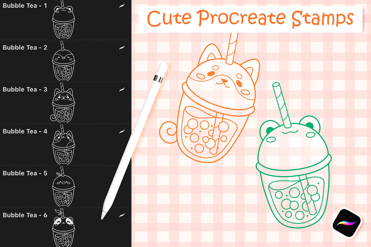 Procreate Brushes Bubble Tea, a Food Illustration by InkPrintsTattoo (Photo 2 of 5)
