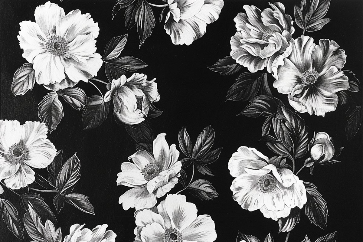 Vintage Black White Flowers, a Background Graphic by Printable Treasure (Photo 6 of 8)