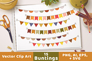 Fall Bunting Clipart, Autumn Banner, an Illustration by The Digital Download Shop (Thumbnail 1 of 5)