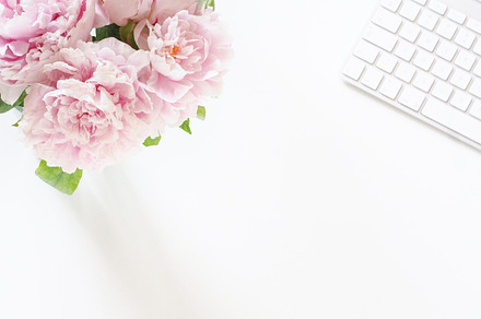 Peonies Styled Stock Desk Photo