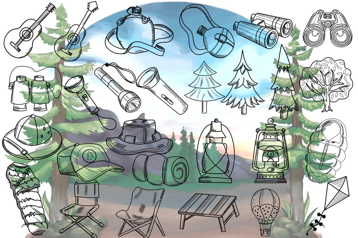 Camping Digital Stamps, a Graphic by Favorites_Art (Photo 7 of 16)