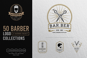 50 Barbershop Logo Collection