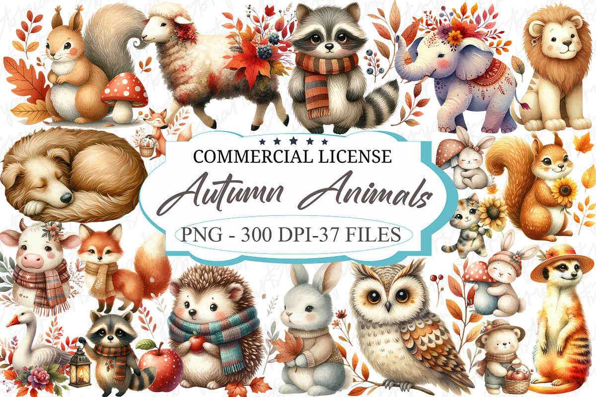 Autumn Animals Clipart, an Illustration by designcity5 (Photo 1 of 5)