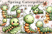 Whimsical Spring Caterpillar Clipart, an Illustration by Libby Wishes (Thumbnail 1 of 8)