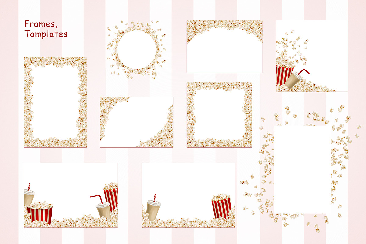 Popcorn watercolor clipart, a Food Illustration by Alena Sid (Photo 8 of 13)