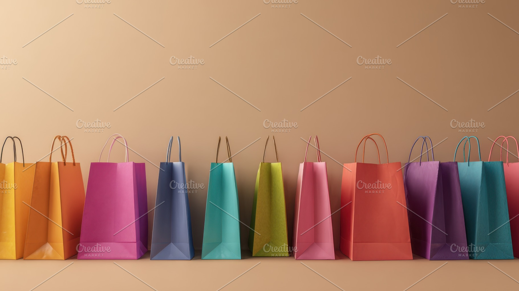 Colorful bags lined up on a shelf, a Photo by Beautiful things