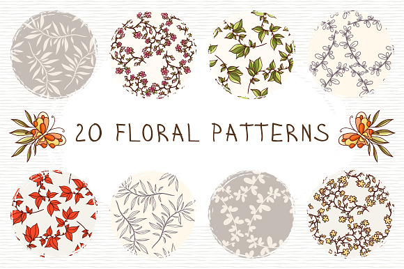 Set of 20 floral patterns preview 6