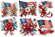 Floral American Flag Clipart, an Illustration by Designworld (Thumbnail 4 of 5)