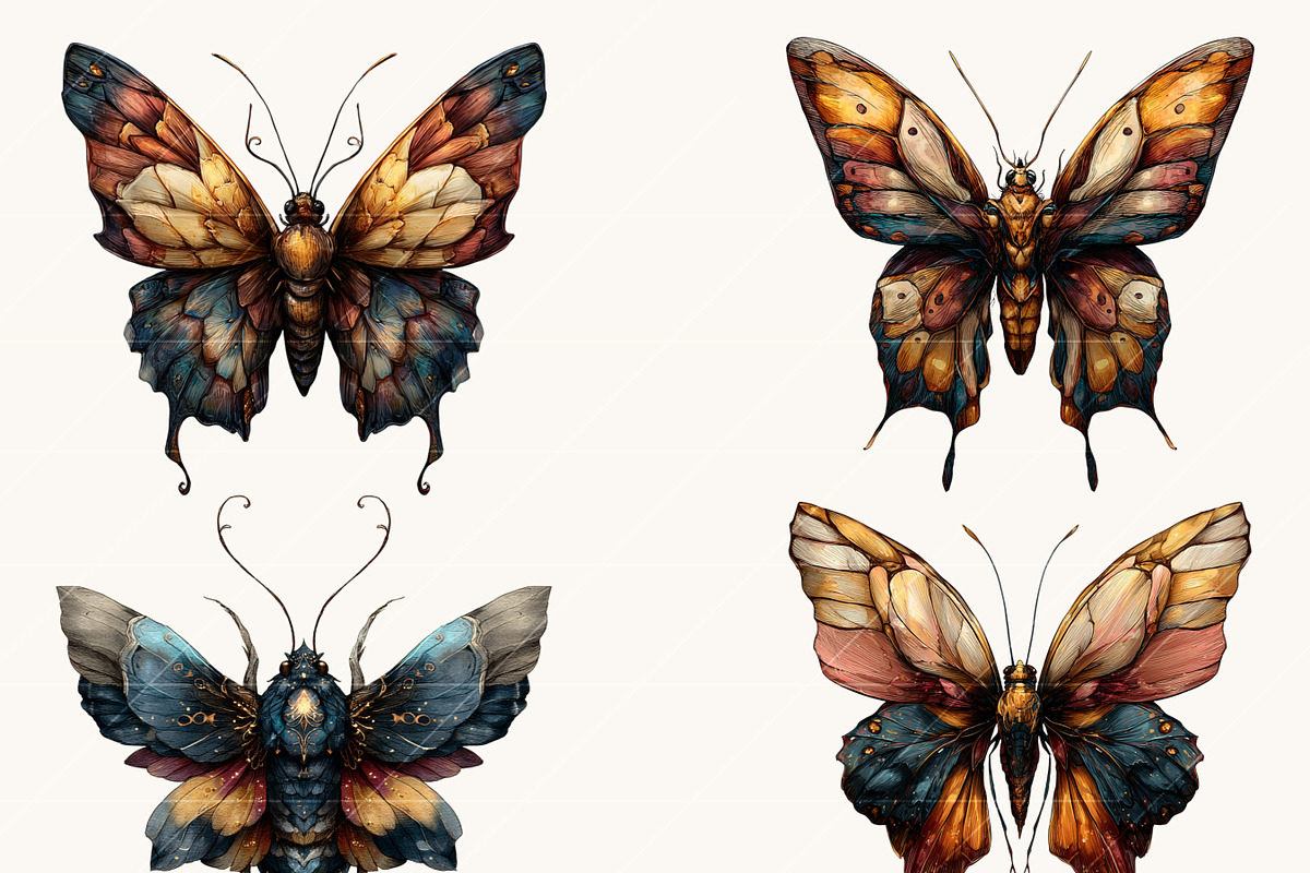 Mystical Moth Clipart Bundle, an Object Illustration by Design Scotch (Photo 3 of 9)