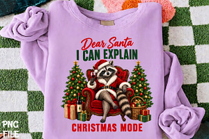 Dear Santa I Can Explain Raccoon PNG, a Seasonal Illustration by CrexoraLab