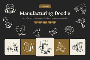 Manufacturing Doodle Icon, an Outline Icon by Vectors Market