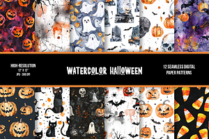Watercolor Halloween Digital Paper