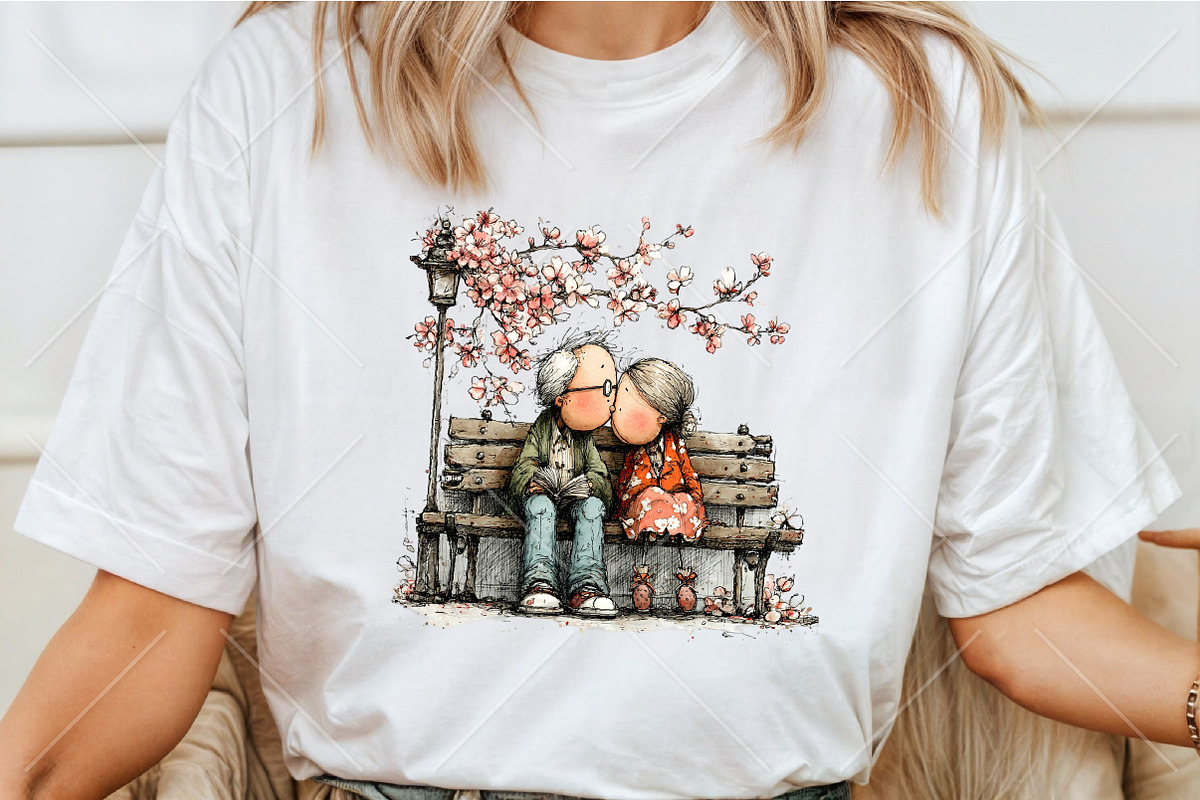 Whimsical Senior Couple Park Clipart, a Seasonal Illustration by Canvas Craft (Photo 6 of 10)