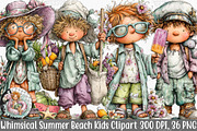 Whimsical Summer Beach Kids Clipart, an Illustration by Canvas Craft (Thumbnail 1 of 7)
