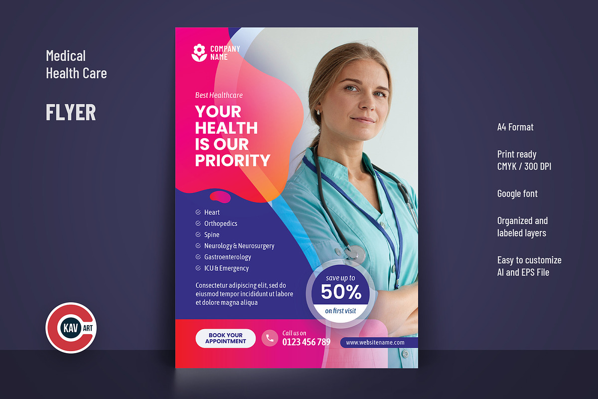 Flyer for Medial Health Care, a Social Media Template by C-Kav