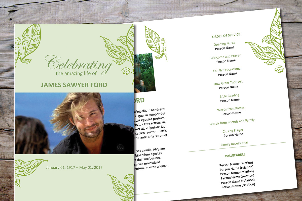 Sleek Floral Funeral Program, a Stationery Template by Graphic Template Co (Photo 2 of 3)
