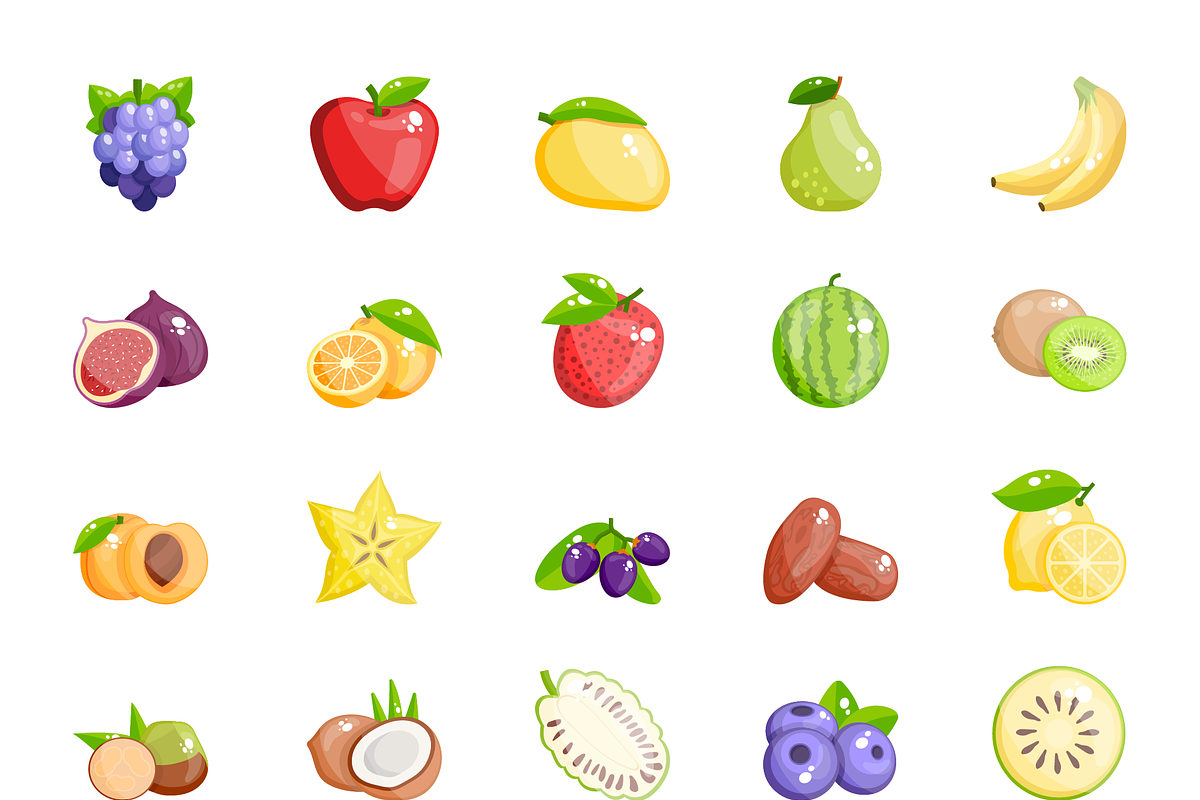 Flat Fruits Icons Set, a Duotone Icon by Brickclay (Photo 5 of 6)