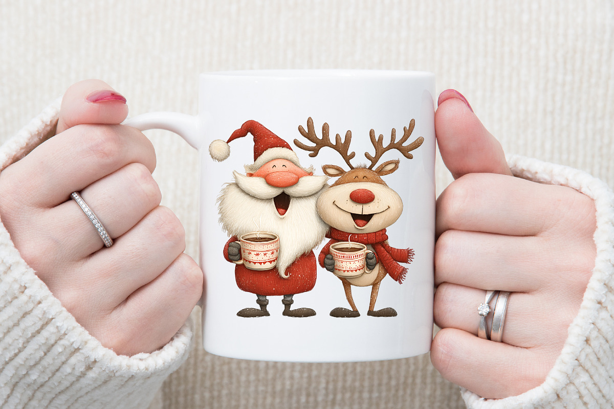 Christmas Santa & Reindeer Clipart, an Illustration by Sublimation Artist (Photo 5 of 6)