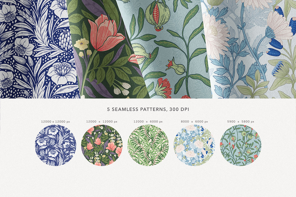 William Morris Style Patterns Set, a Pattern Graphic by likorbut (Photo 2 of 6)
