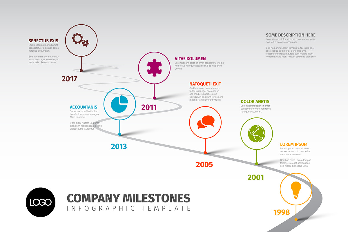 Timeline template with icons, a Presentation Template by Orson
