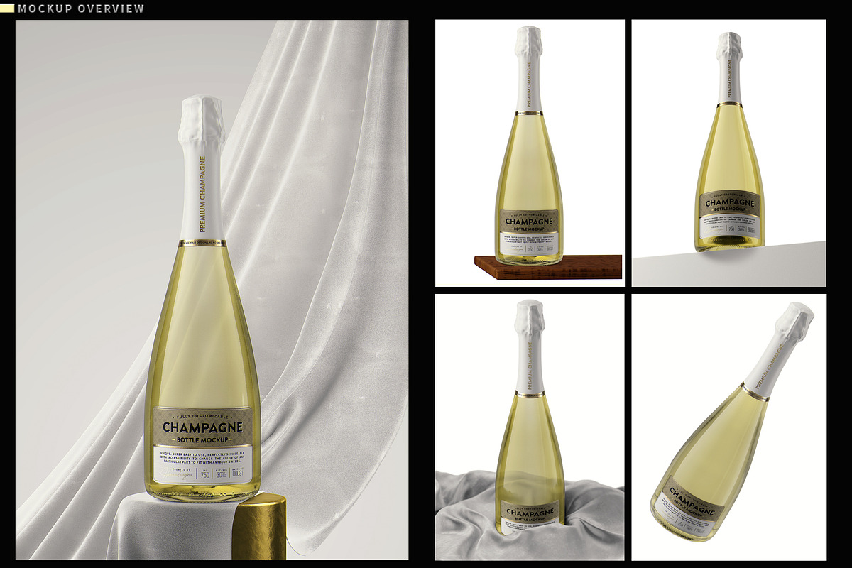 Champagne Bottle Mockup V2, an Advertising Mockup by HexenDesigns (Photo 2 of 12)