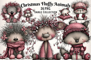 Whimsical Christmas Fluffy Animals, an Illustration by Dream Creation